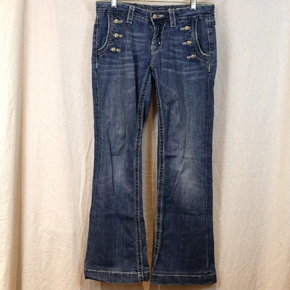 Miss Me Wide Leg Mid Rise Bling Jeans 27 JPS5148-2 MK14 Y2K Vintage Style - Picture 2 of 14